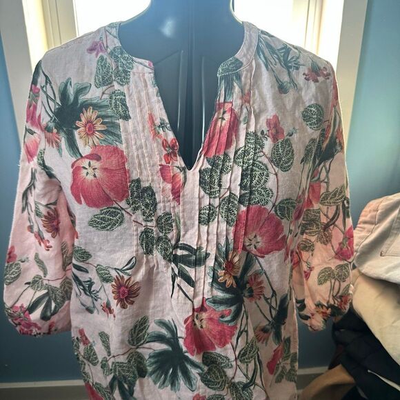 Chico’s pink pintuck colorful 0/4-6 linen lagenlook tunic - Picture 2 of 5